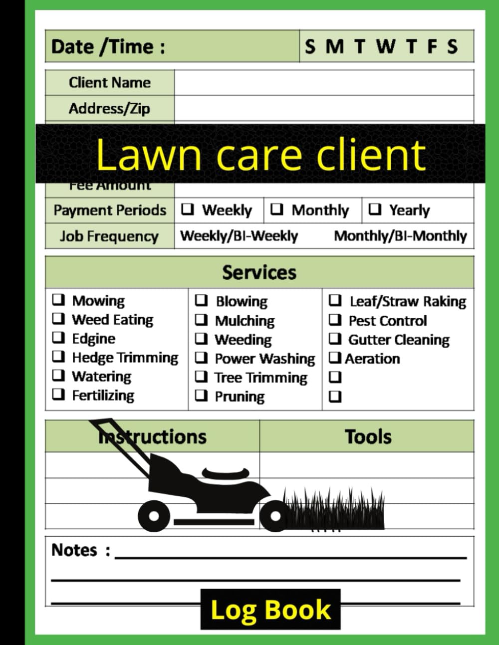 Lawn Care Client Log: Simple Lawn Mowing And Landscape Appointment / Record-Keeping for Lawn Care Services baixar livro de graça