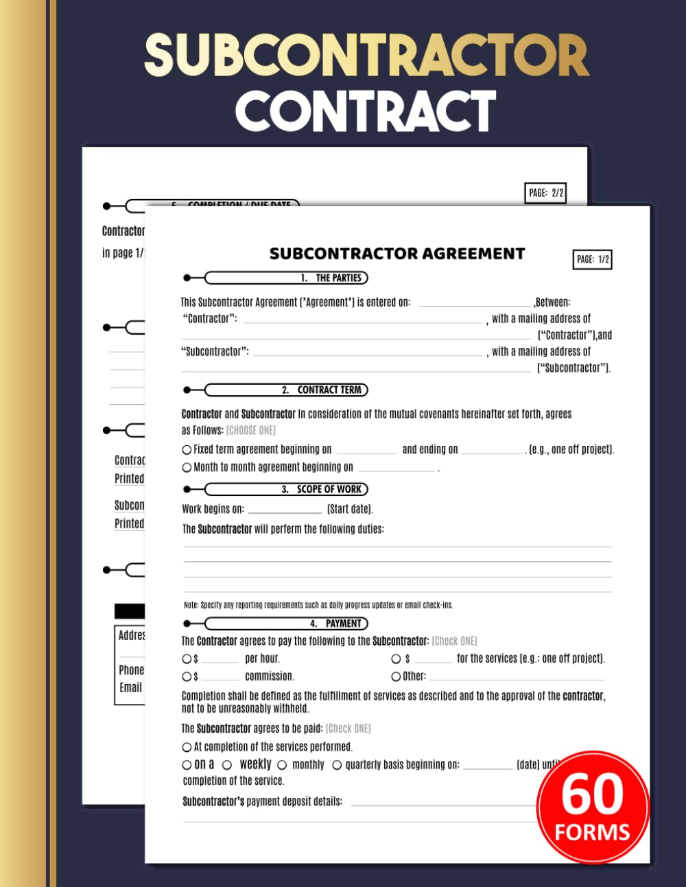 capítulo por capítulo baixar Subcontractor Contract: 60 Agreement Forms for Construction, Trades & Service Providers | Record Terms, Payments & Work Scope | 120 Two-Sided Pages