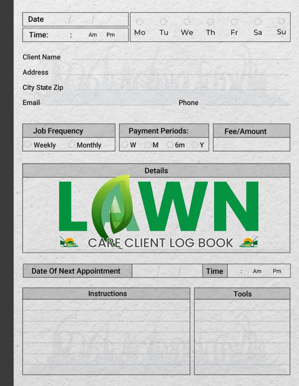 Lawn Care Client Log Book: Lawn Mowing & Landscape Appointment Logbook | Track and Record of Client’s Information (120 Pages - 8.5” x 11”) baixar o livro de graça