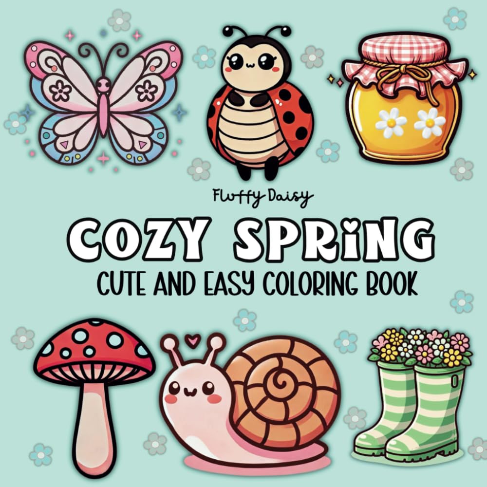 ler totalmente Cozy Spring: Cute and Easy Coloring Book for all Ages featuring spring designs for Stress Relief and Relaxation ( Bold and Simple Designs)