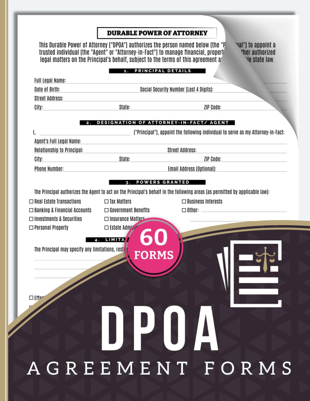 capítulo por capítulo baixar DPOA Agreement Forms: General Durable Power of Attorney Logbook | Authorize an Attorney-in-Fact to Handle Financial and Property Matters | 60 Forms, 120 Single-Sided Pages