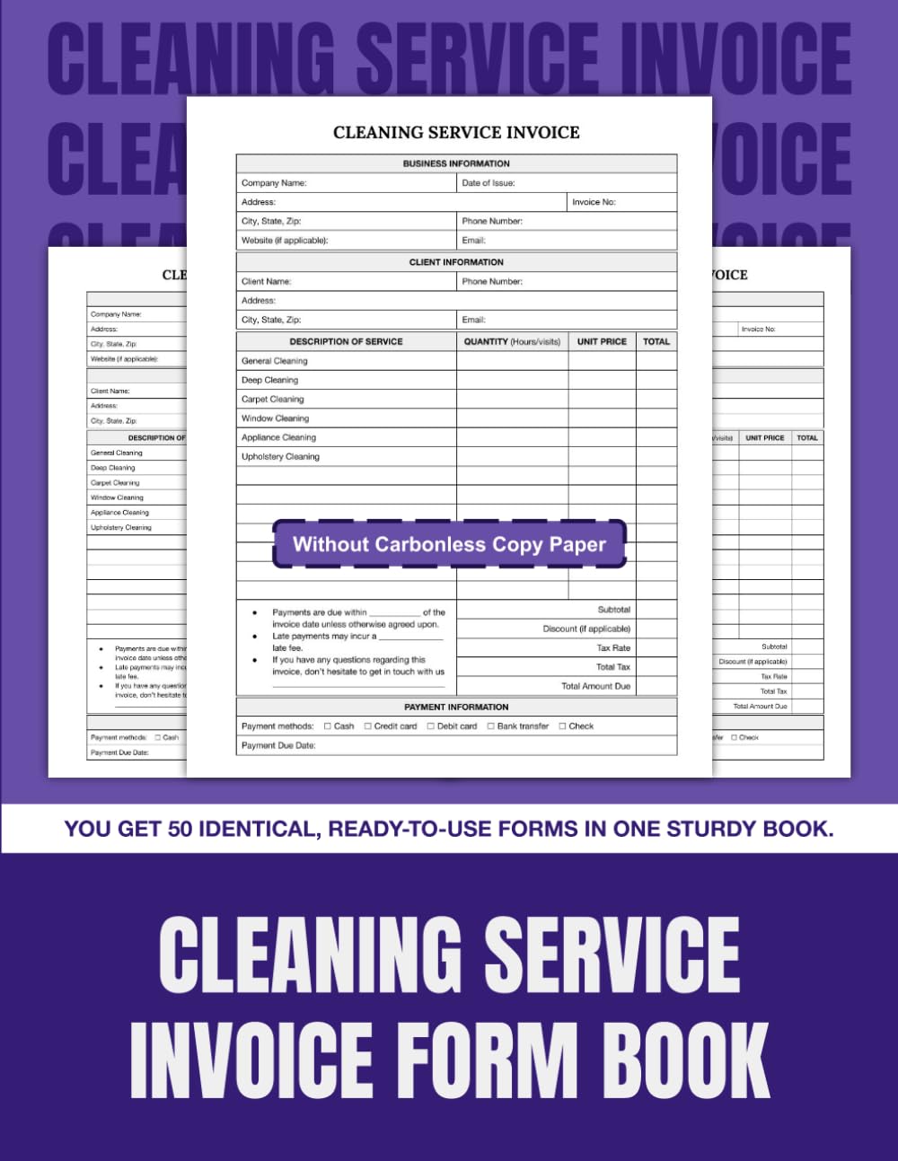 Cleaning Service Invoice Form Book: 50 Billing Forms for Independent Cleaners and Cleaning Businesses | 8.5 x 11 in. baixar o livro de graça