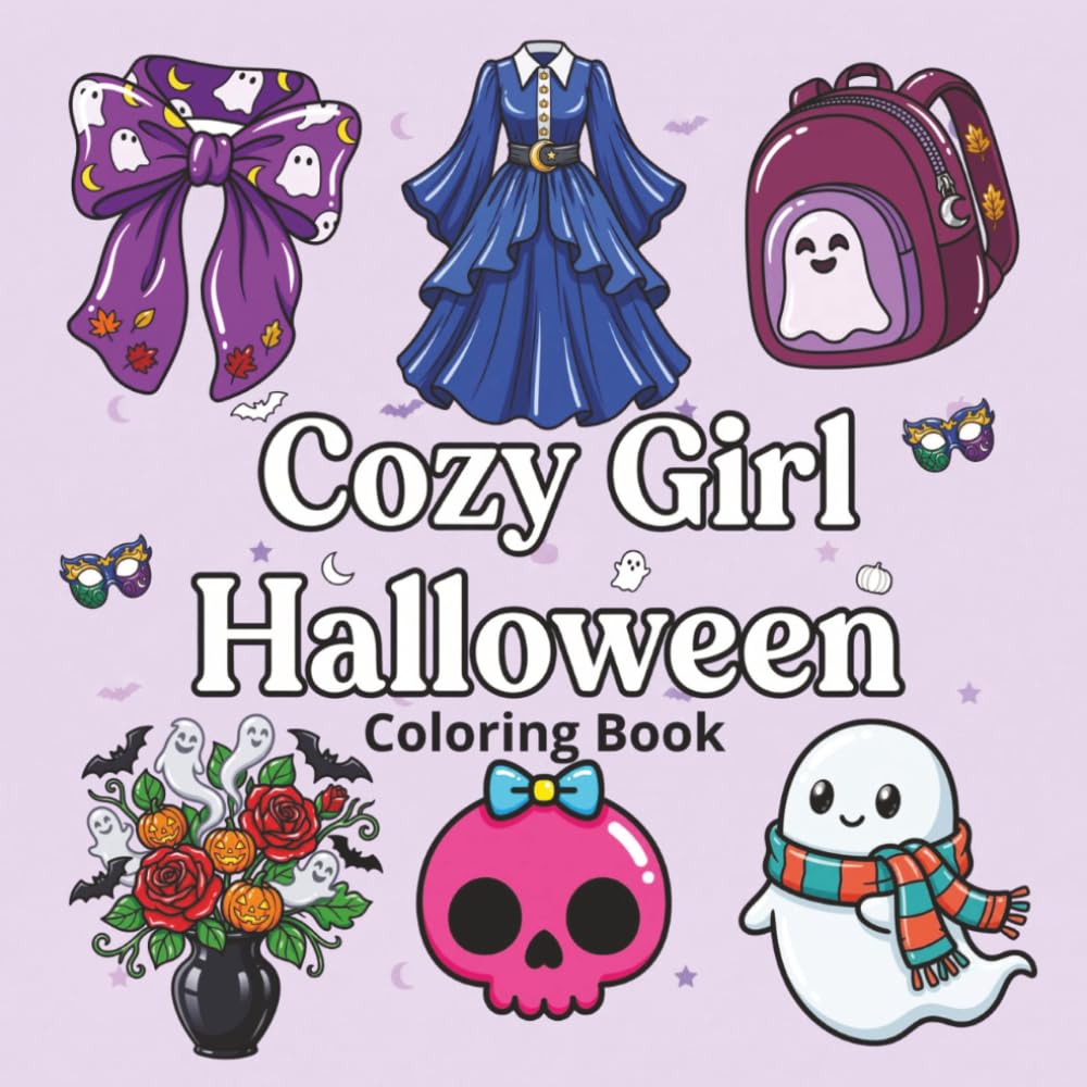 ler totalmente Cozy Girl Halloween Coloring Book: Cozy Spooky Bold & Easy Halloween Designs for Adults & Teens