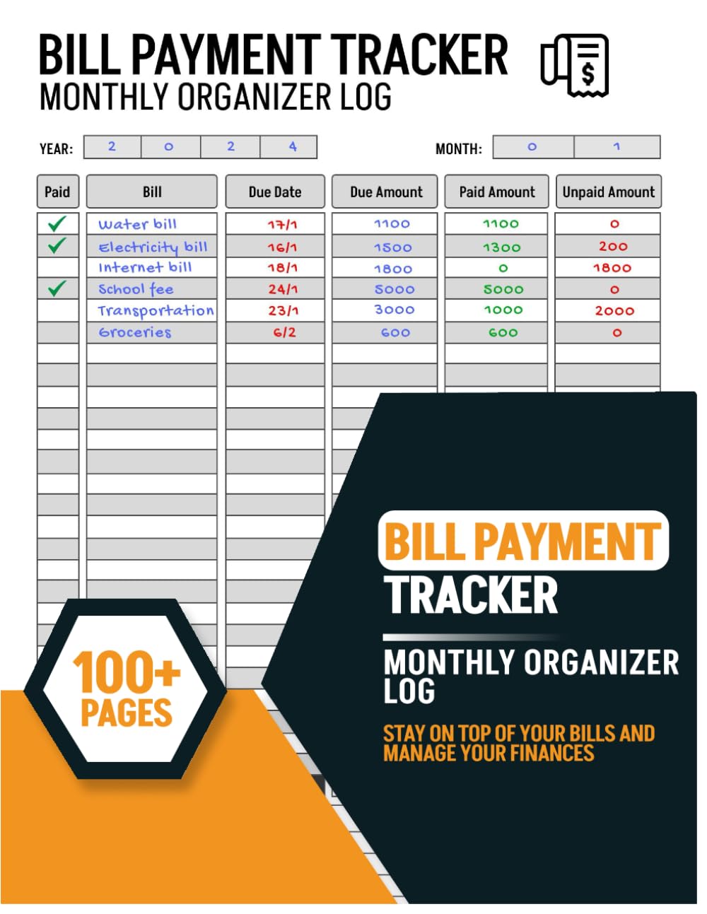 ler totalmente Bill Payment Tracker Monthly Organizer Log: Stay on Top of Your Bills and Manage Your Finances