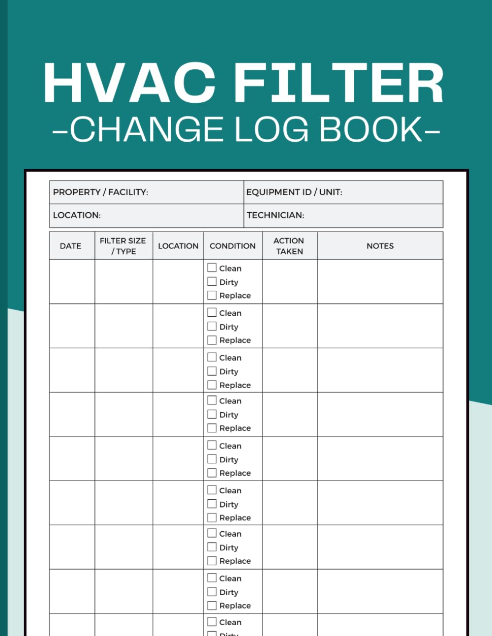 HVAC Filter Change Log Book: Track Filter Replacements, Maintenance History, Equipment Condition and Service Records for HVAC Technicians, Facility Managers and Building Maintenance Teams baixar livro de graça