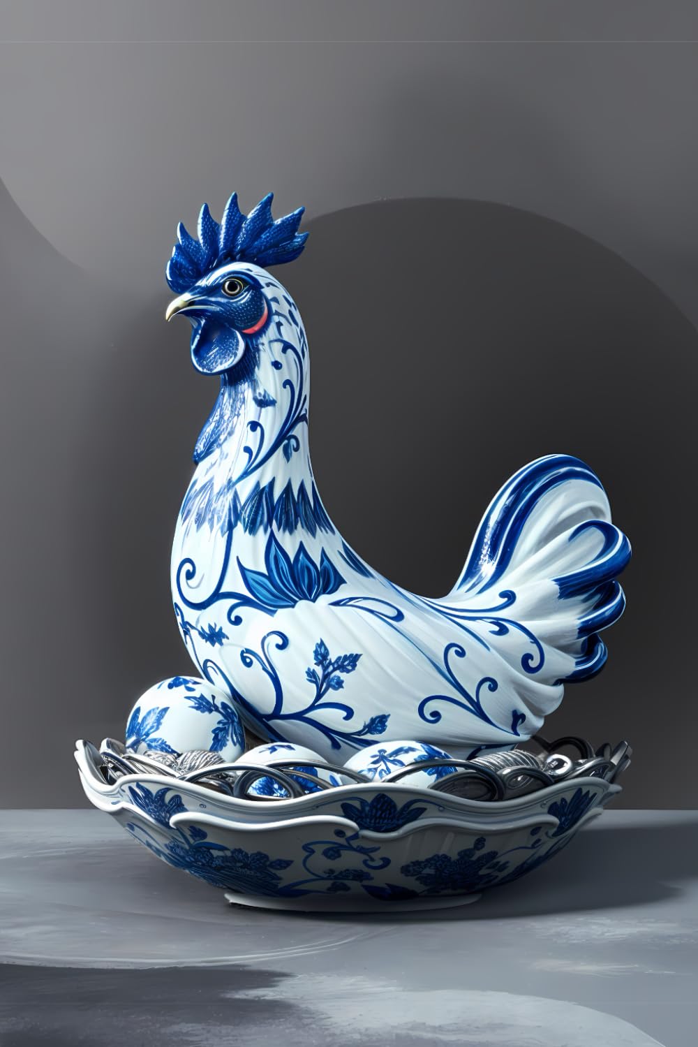 ler totalmente Nesting Blue Floral Porcelain Chicken and Eggs Journal: a DOT GRID notebook for self-expression