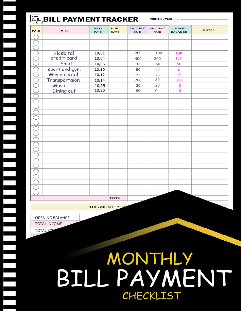 capítulo por capítulo baixar Monthly Bill Payment Checklist: 48 Months Expense Income With Debt Payoff Tracker to Organize your Financial Situation