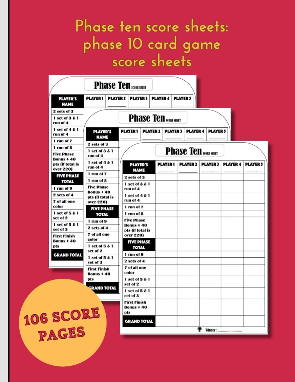 Phase ten score sheets: phase 10 card game score sheets (Spanish Edition) baixar o livro de graça