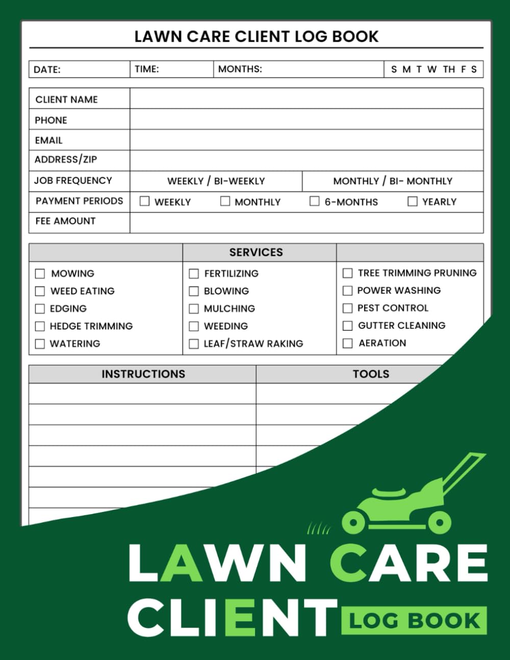 ler totalmente Lawn Care Client Log Book: Lawn Mowing and Landscape Appointment Tracker – Record Services, Payments, Tools & Client Info for Lawn Care Professionals