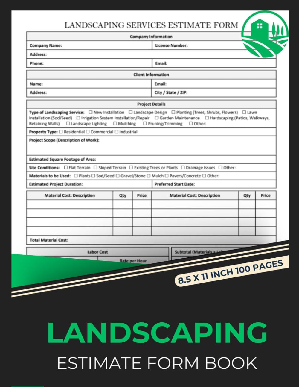 ler totalmente Landscaping Estimate Form Book: Landscape Estimating Sheets for Landscaper | Lawn Care Services Estimate Forms | 50 Forms