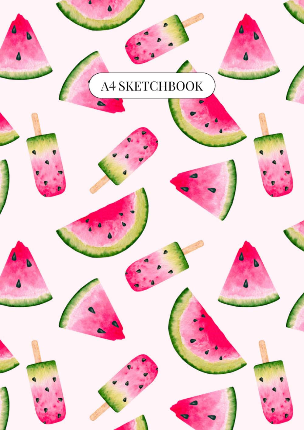 ler totalmente Pink Watermelon ~ A4 Sketchbook: Large Unlined Notebook for Drawing, Doodling and Sketching | Aesthetic Design for Artists, Women and Teens | 100 Plain Blank Pages