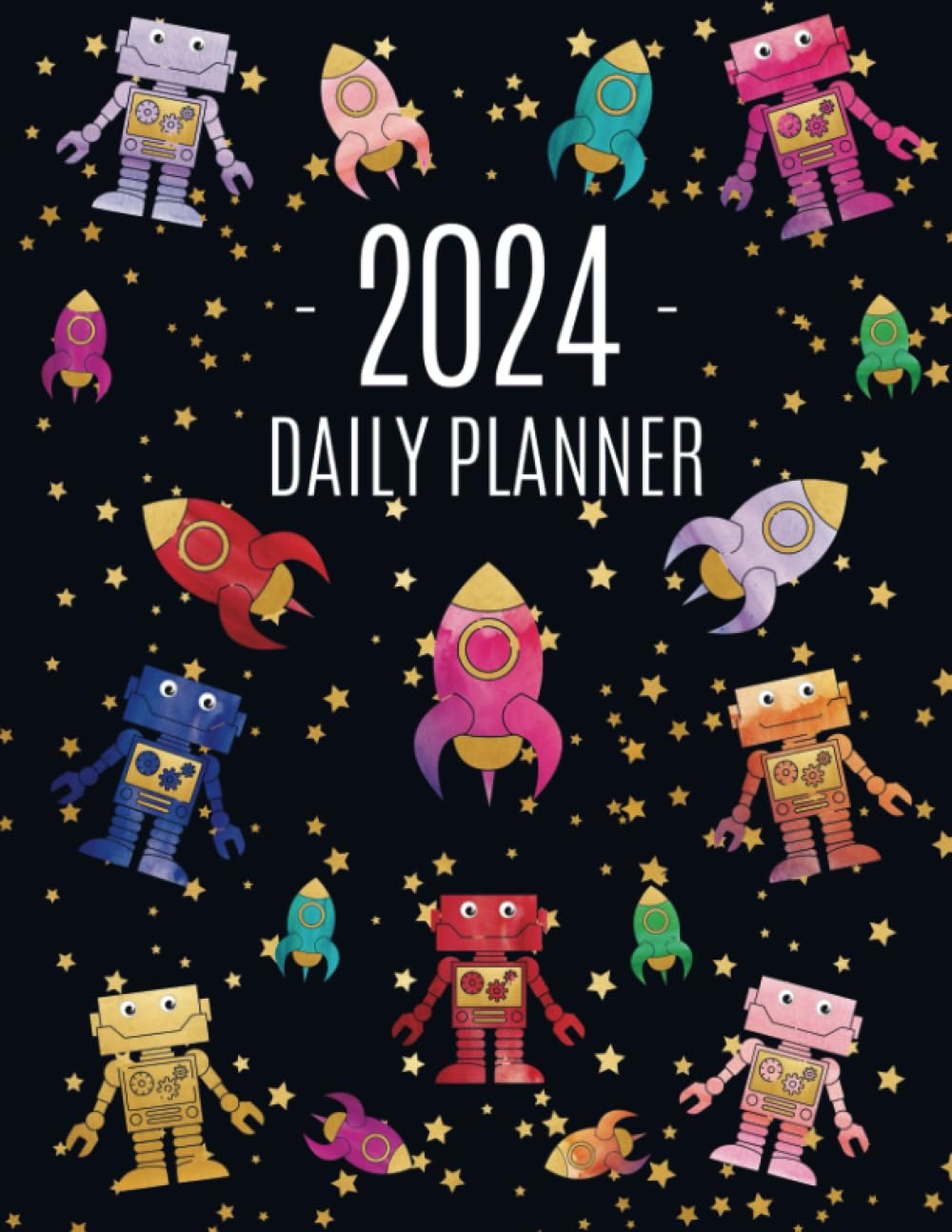 Space Robot Planner 2024: Cool Year Organizer with Gold Stars | Stylish Flying Cyborg Agenda: January–December (12 Months) baixar o livro de graça