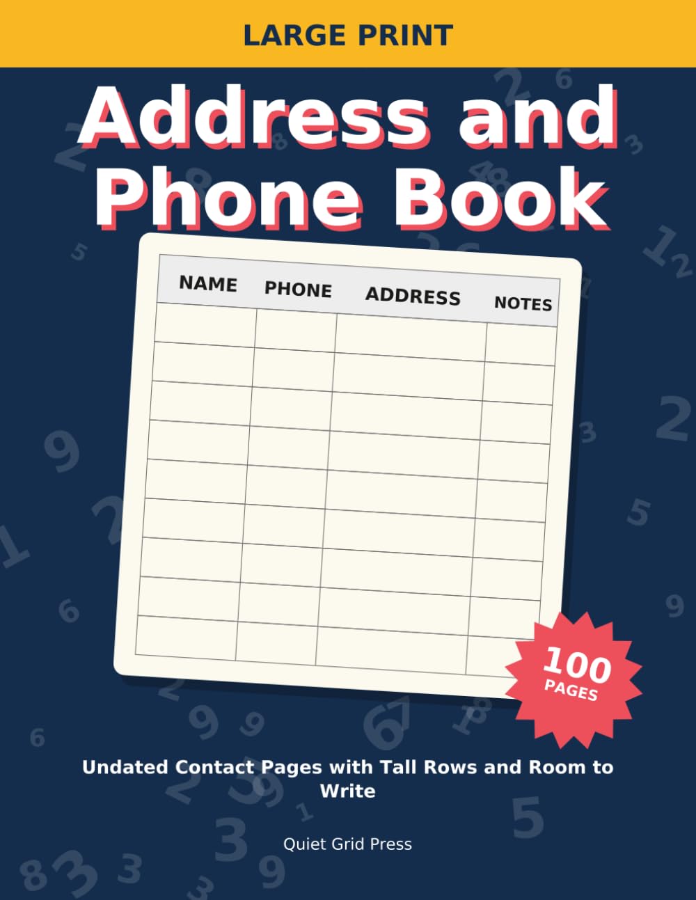 ler totalmente Large Print Address and Phone Book: Undated Contact Pages with Tall Rows and Room to Write