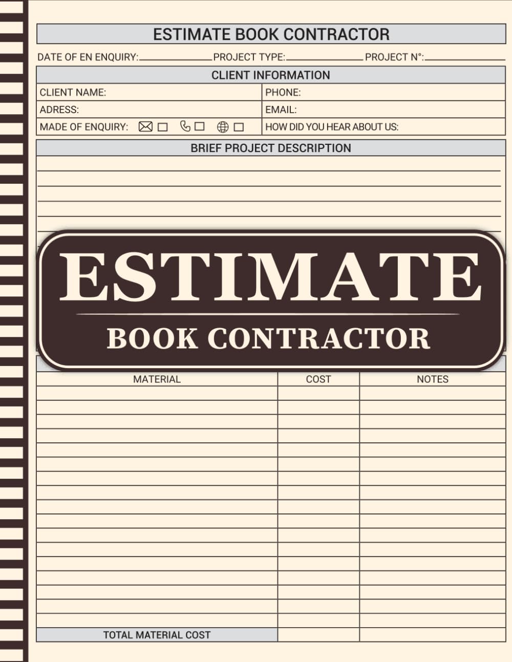capítulo por capítulo baixar Estimate Book Contractor: Job Quote Record Organizer and Daily Log with Client Contact Details, Material Cost Tracker, and Log book for Construction Work.