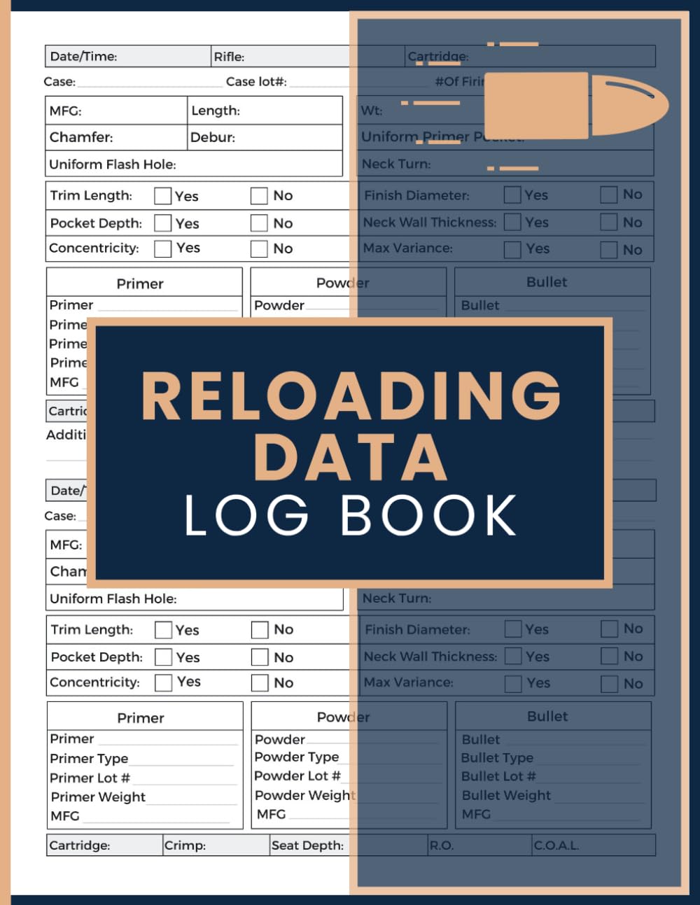 Reloading Data Log Book: Ammunition Handloading Records for Case Prep, Primer, Powder, Bullet, and Firing Data baixar o livro de graça