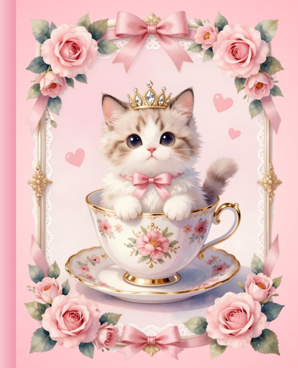 capítulo por capítulo baixar Composition Notebook: Pink Bow Princess Kitten in a Floral Teacup: Coquette Aesthetic Girly Blank Notebook | Fancy Cat Pink Roses & Bows Stationery | Cute Kitty Wide Ruled School Note