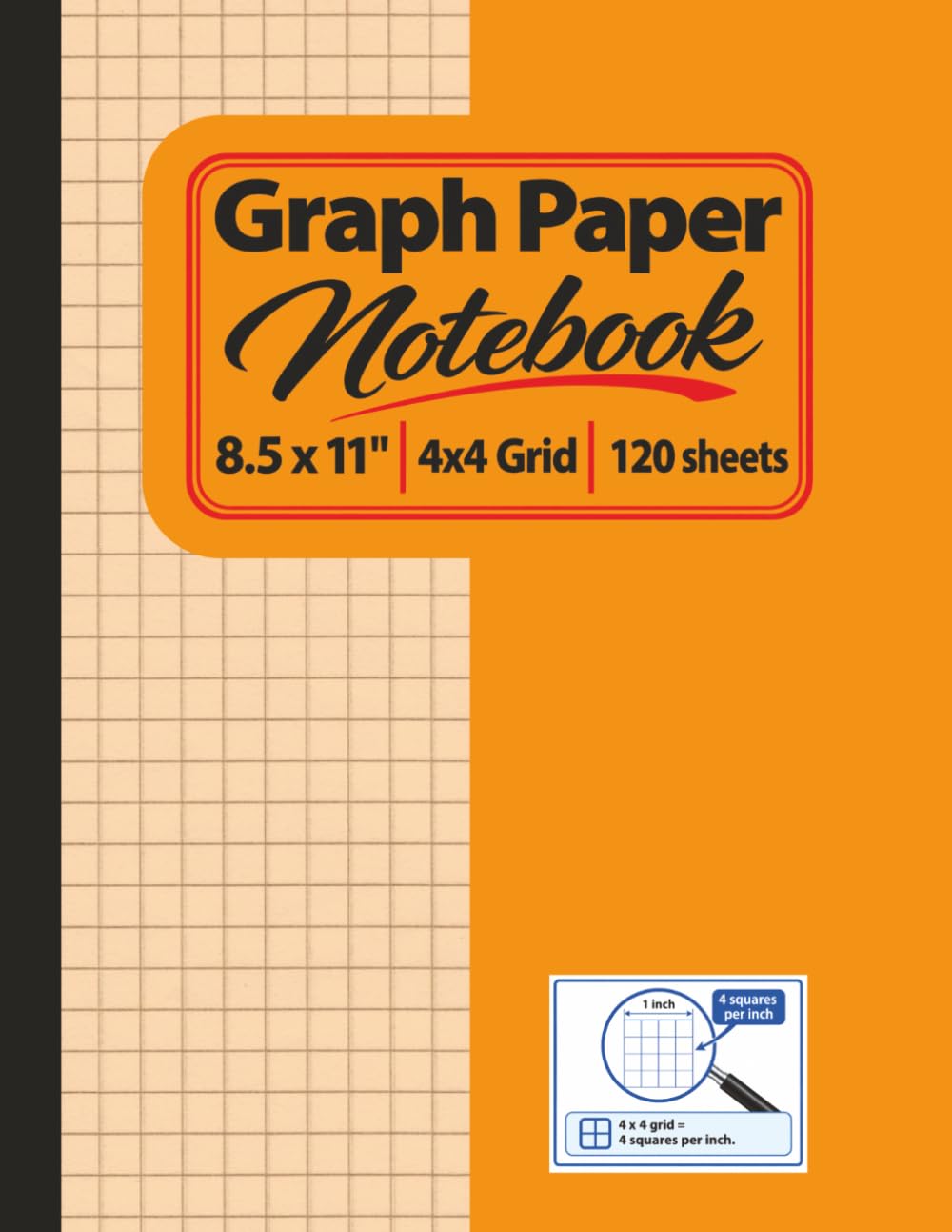 Graph Paper Notebook 4x4 Grid – Orange: 8.5 x 11 Inch Graph Paper Notebook with 4 Squares per Inch, 120 Sheets for Math, Drawing, School, Engineering and Notes baixar o livro de graça