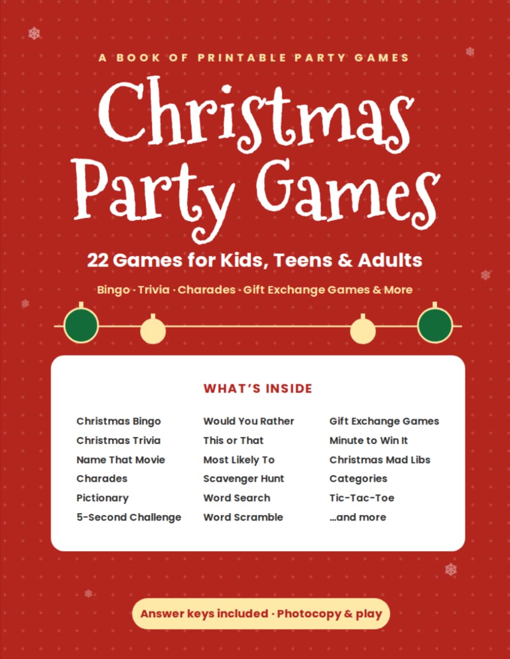 capítulo por capítulo baixar Christmas Party Games: 22 Printable Games for Kids, Teens & Adults: Christmas Bingo, Trivia, Charades, Pictionary, Gift Exchange Games & More
