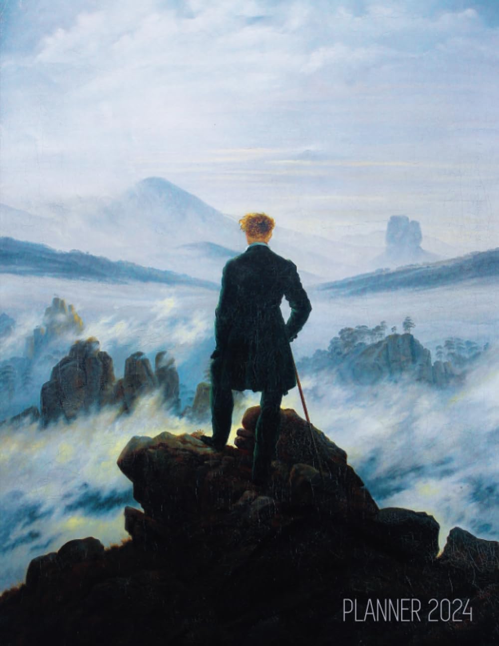 ler totalmente Wanderer Above the Sea of Fog Planner 2024: Caspar David Friedrich Painting | Romanticism Art Year Organizer: January – December (12 Months)