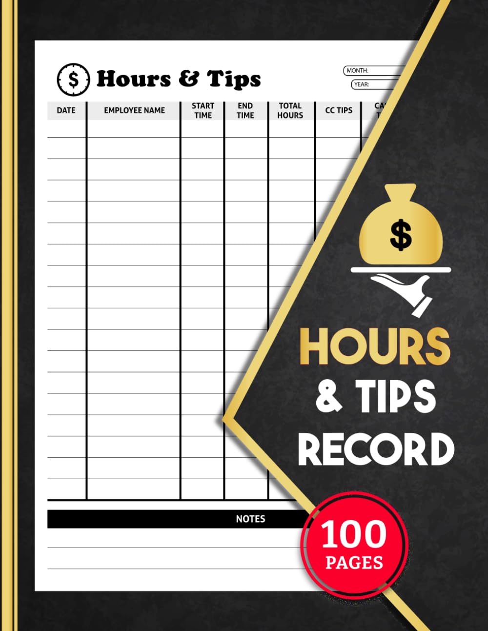 Hours And Tips Record: Daily Employee Work Pay Tracker for Servers, Waitresses, Barbers, Spas, Babysitters, Tutors & Small Business Staff | 100 Pages baixar o livro de graça