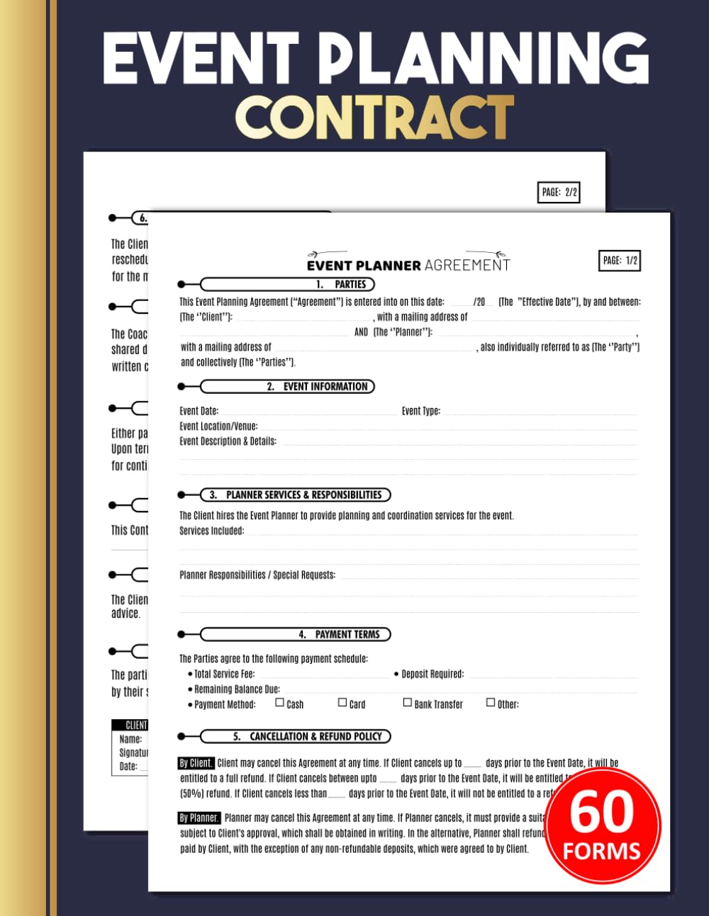 ler totalmente Event Planning Contract: Service Agreement Logbook for Parties & Weddings To Manage Client Details, Deposits, Cancellations & Notes | 60 Forms