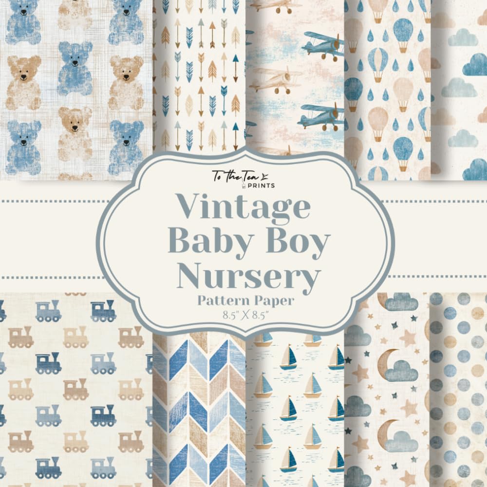 Vintage Baby Boy Nursery Pattern Paper: 20 Unique Double-Sided Pattern Sheets for Scrapbooking, Card Making, Junk Journals, Origami, and Other Cut and Create Paper Crafts baixar o livro de graça