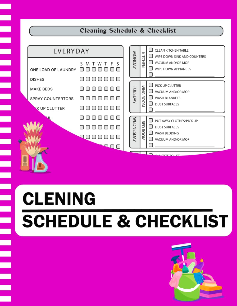 ler totalmente Cleaning Schedule and Checklist: Daily Weekly and Monthly Household Cleaning Schedule Book, Housekeeping Checklist Planner, and Organizer for Adults - ( "8.5X11" Inches )
