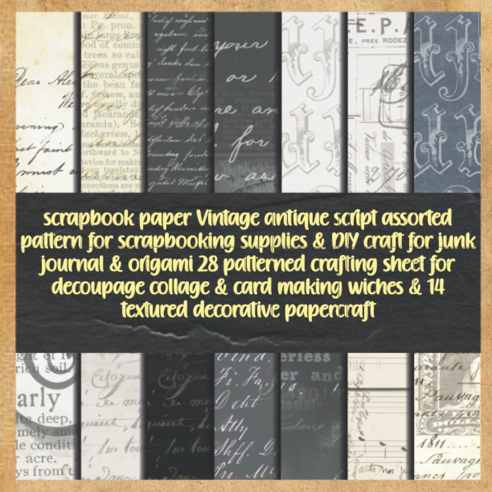 capítulo por capítulo baixar scrapbook paper Vintage antique script assorted pattern for scrapbooking supplies & DIY craft for junk journal & origami 28 patterned crafting sheet... wiches & 14 textured decorative papercraft