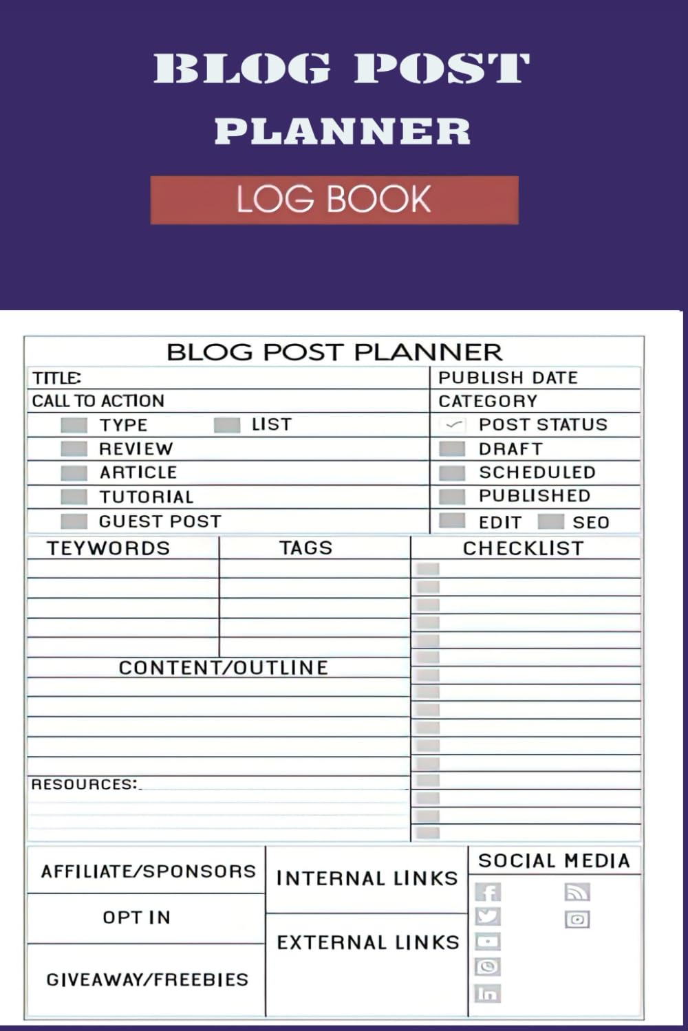 ler totalmente Blog Post Planner Log Book
