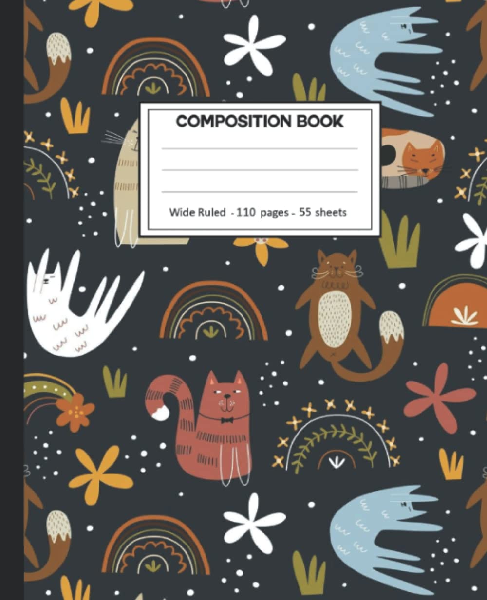 ler totalmente Composition Notebook: College Ruled: 110+ Lined Pages Writing Journal: Cat on White.