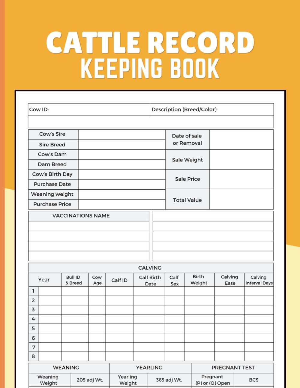 Cattle Record Keeping Book: Track Herd Identification, Breeding, Calving, Growth, Health, and Financial Records for Cattle Owners baixar livro de graça