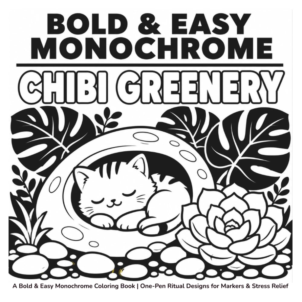 Chibi Greenery: A Bold & Easy Monochrome Coloring Book | One-Pen Ritual Designs for Markers & Stress Relief baixar livro de graça