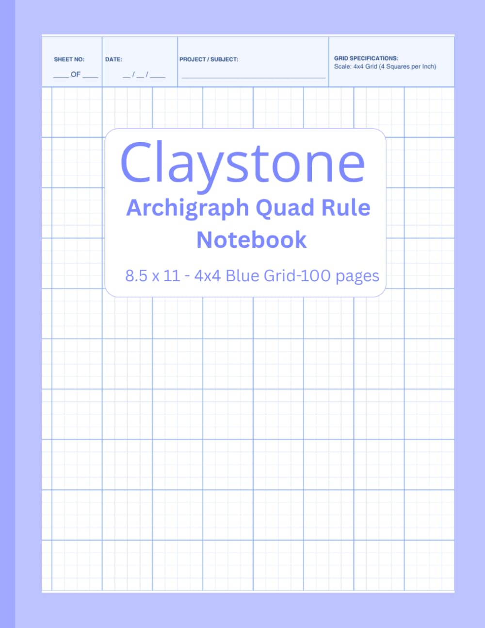 ler totalmente CLAYSTONE Archigraph Quad Rule Notebook: Graph Paper Pad with Engineering Headers, 8.5 x 11 Large Blue Grid Journal for Architecture, Drafting, and Technical Drawing