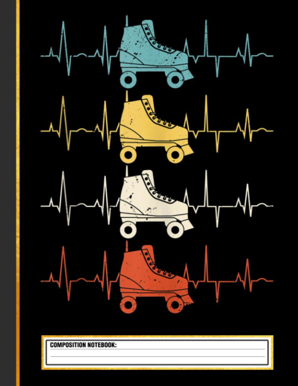 Roller Skate Heartbeat Composition Notebook