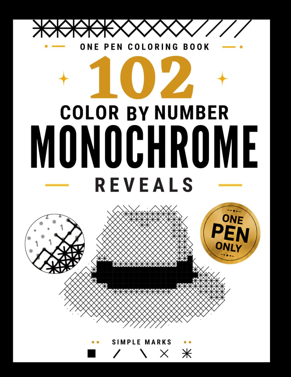 102 Color by Number Monochrome Reveals: One Pen Coloring Book for Adults with Hidden Black-and-White Images for Relaxation and Stress Relief baixar o livro de graça