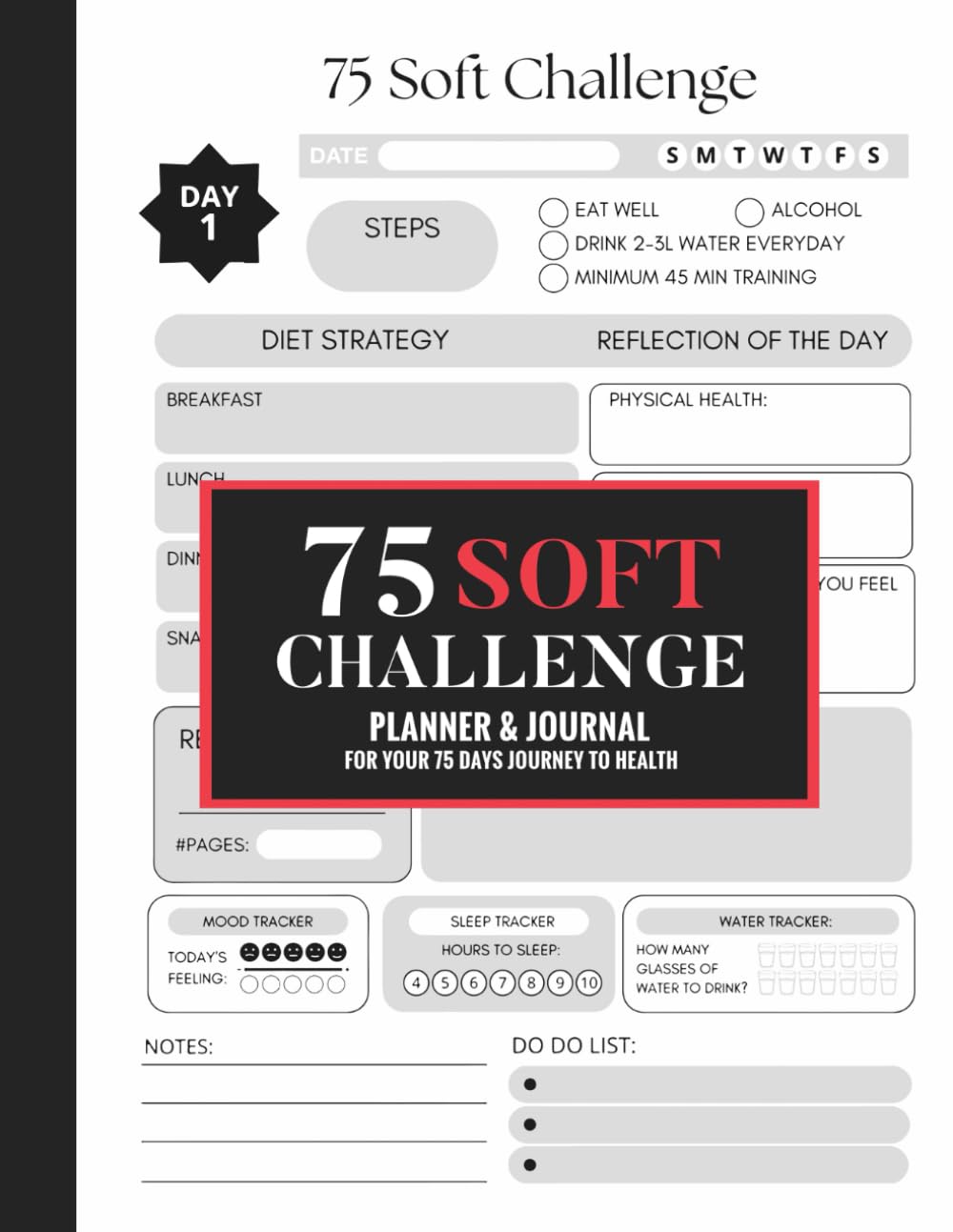 capítulo por capítulo baixar 75 Soft Challenge Planner & Journal Black: Transform Your Health and Body in 75 Days with Weight Loss and Exercise: Daily Progress Tracker for Intensive Diet Plans and Hard Workouts