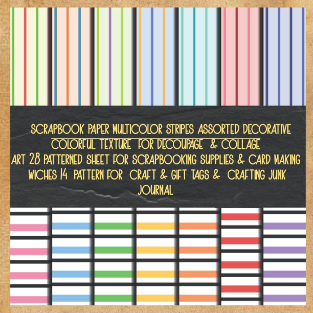 scrapbook paper multicolor stripes assorted decorative colorful texture for decoupage & collage art 28 patterned sheet for scrapbooking supplies &... craft & gift tags & crafting junk journal baixar livro de graça