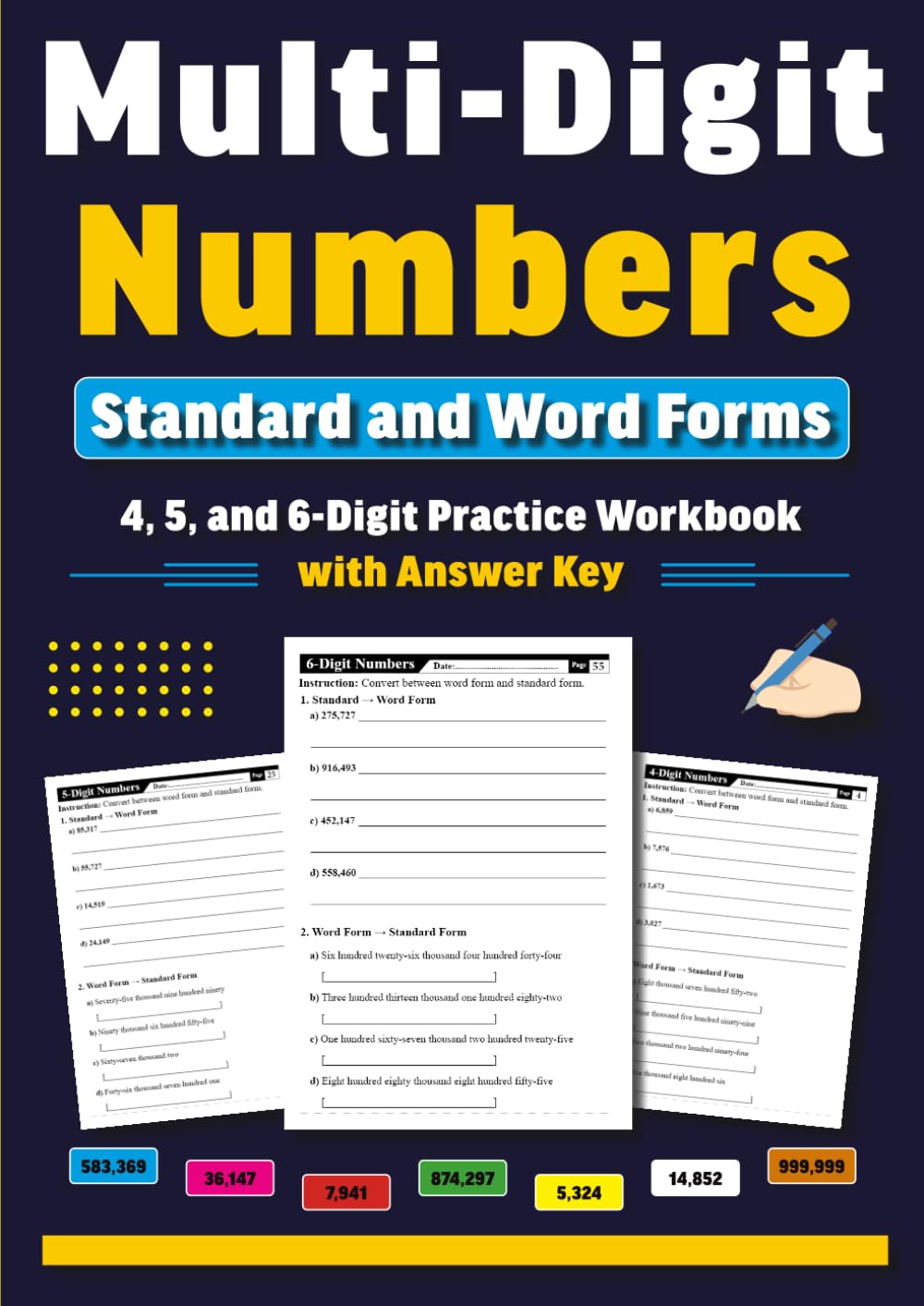 capítulo por capítulo baixar Multi-Digit Numbers: Standard and Word Forms | 4, 5, and 6-Digit Practice Workbook with Answer Key