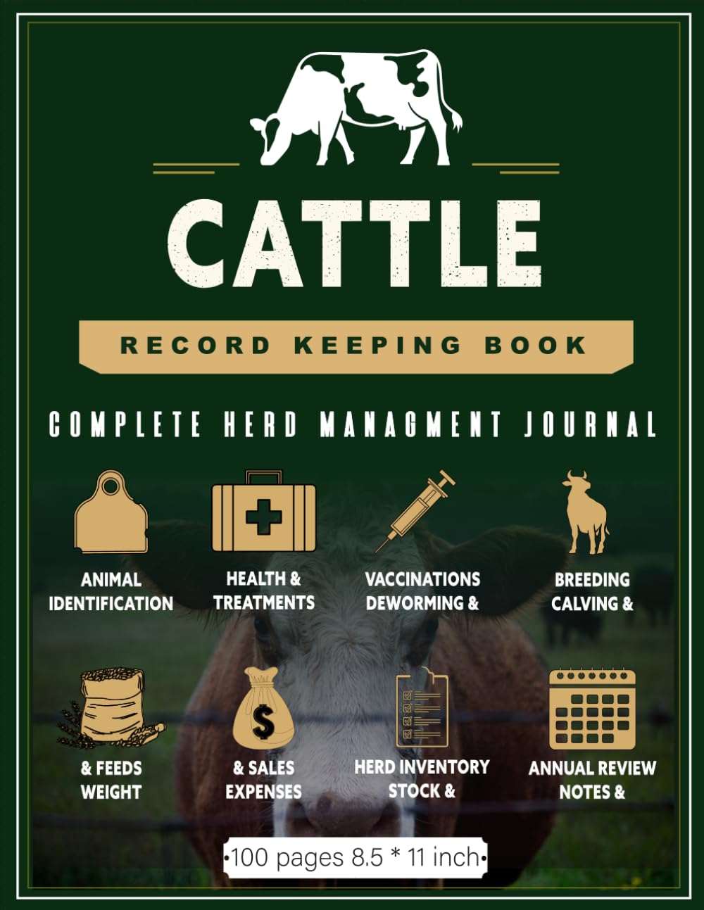 Cattle Record Keeping Book: Complete Herd Management Journal for Animal Identification, Health, Vaccinations, Breeding, Calving, Feeding, Growth, Sales and Farm Expenses baixar o livro de graça