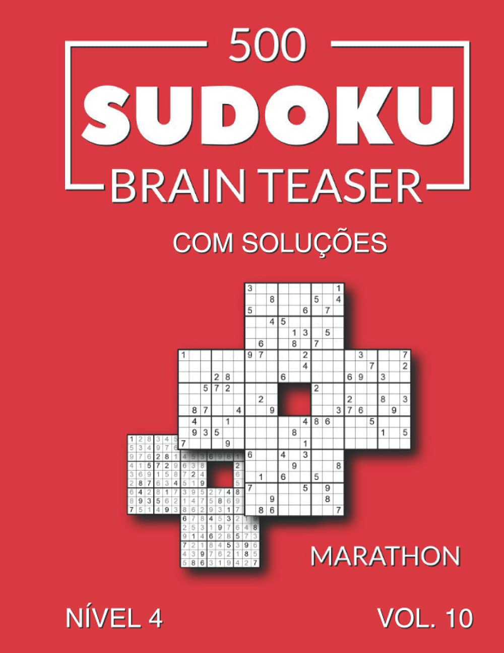 ler totalmente 500 Sudoku Brain Teaser Marathon com soluções Nível 4 Vol. 10