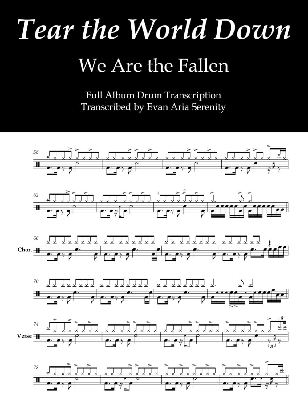 We Are the Fallen - Tear the World Down: Full Album Drum Transcription (JDS Drum Transcription Books)