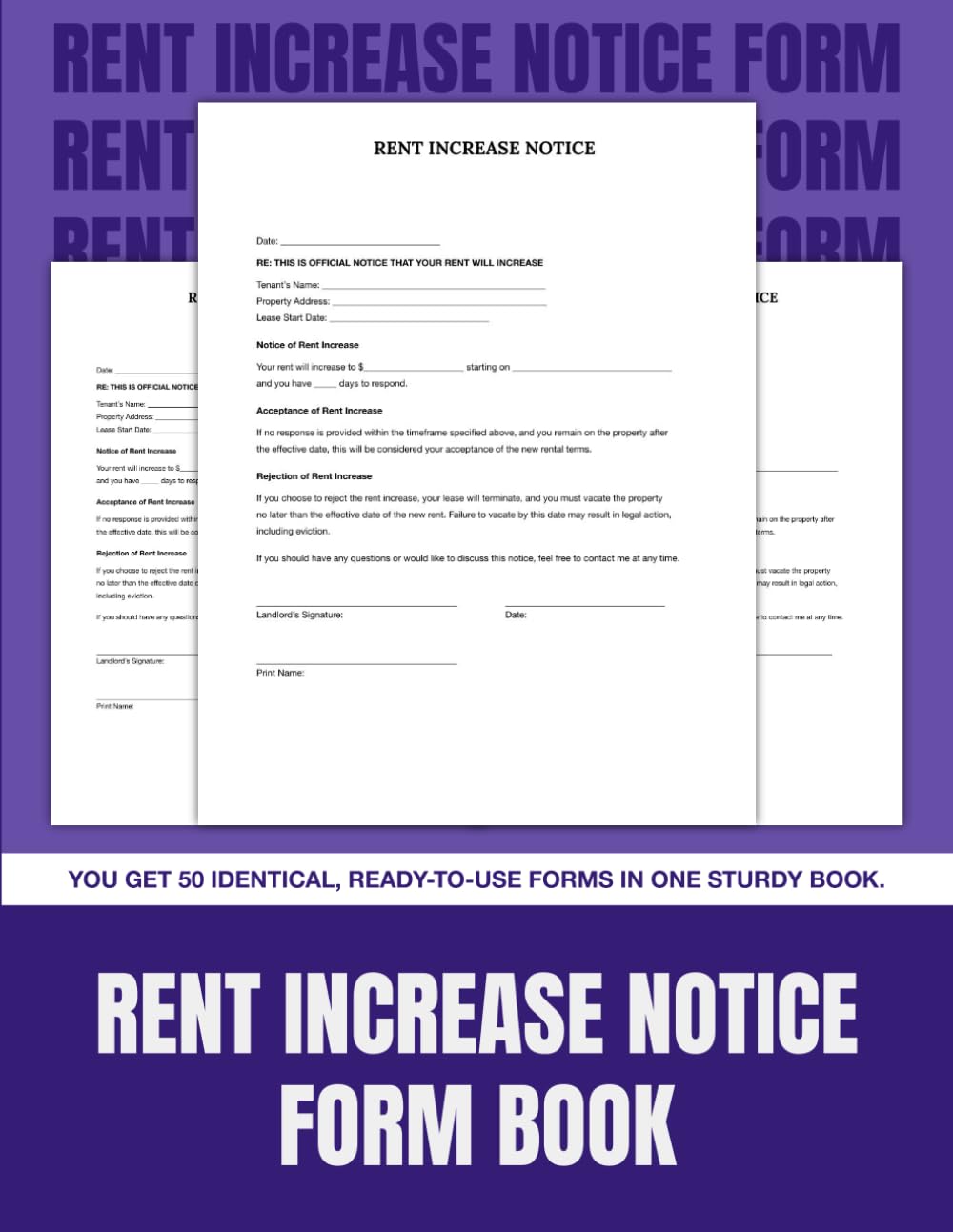 ler totalmente Rent Increase Notice Form Book: 50 Forms for Landlords and Property Managers | 8.5 x 11 in.