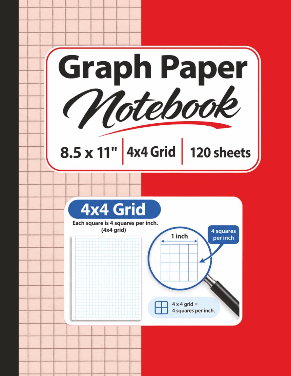 Red Graph Paper Notebook: 4x4 Quad Ruled Graph Paper: Red Graphing Paper Notebook, 8.5 x 11 Inches, 120 Sheets for Math, Geometry, Algebra, Engineering and Drawing baixar o livro de graça