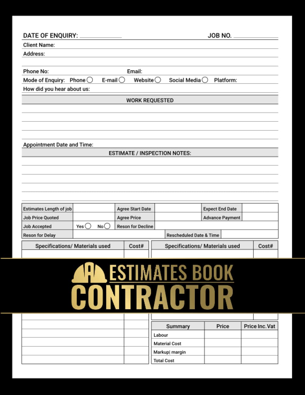 capítulo por capítulo baixar Estimate Book Contractor: Log book to record client details, job quotes, estimates, Contractor notebook Organizer, Record Book, Complete with dot grid diagram, Measurement pages