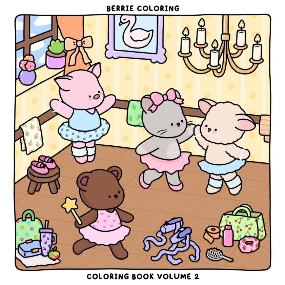 Berrie Coloring Volume 2: Cute and Cozy Coloring Book for Adults & Kids Featuring Easy to Color Animal Illustrations and Adorable Scenes (Cute & Cozy Coloring Books) baixar livro de graça