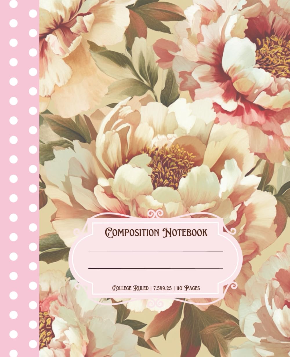 Composition Notebook: Pink Peonies Botanical Flowers Vintage Illustration Cottagecore Aesthetic Journal for Women | Perfect for School, College, and Office Work | Wide Lined College Ruled baixar livro de graça