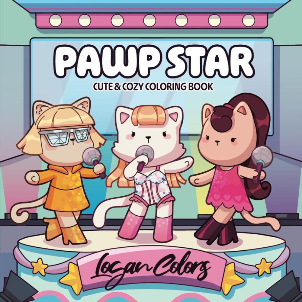 Pawp Star: Cute and Cozy Coloring Book with Pop Music Inspired Scenes for Adults and Teens for Comfy Simple Relaxation baixar o livro de graça