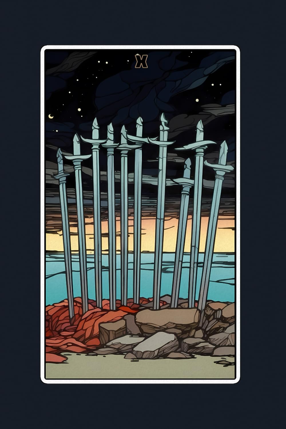 ler totalmente Ten of Swords - Tarot Card Notebook - Card No.64 (Color Ed.): A5 Ruled Lined Tarot Journal Diary Sketchbook Notebook - Ten of Swords (Rock Bottom and Endings)