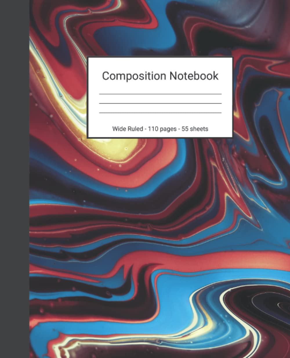 Composition Notebook: Wide Ruled Paper Notebook Journal - Red Blue And Black Liquid Marble - Blank Wide Lined Workbook baixar o livro de graça