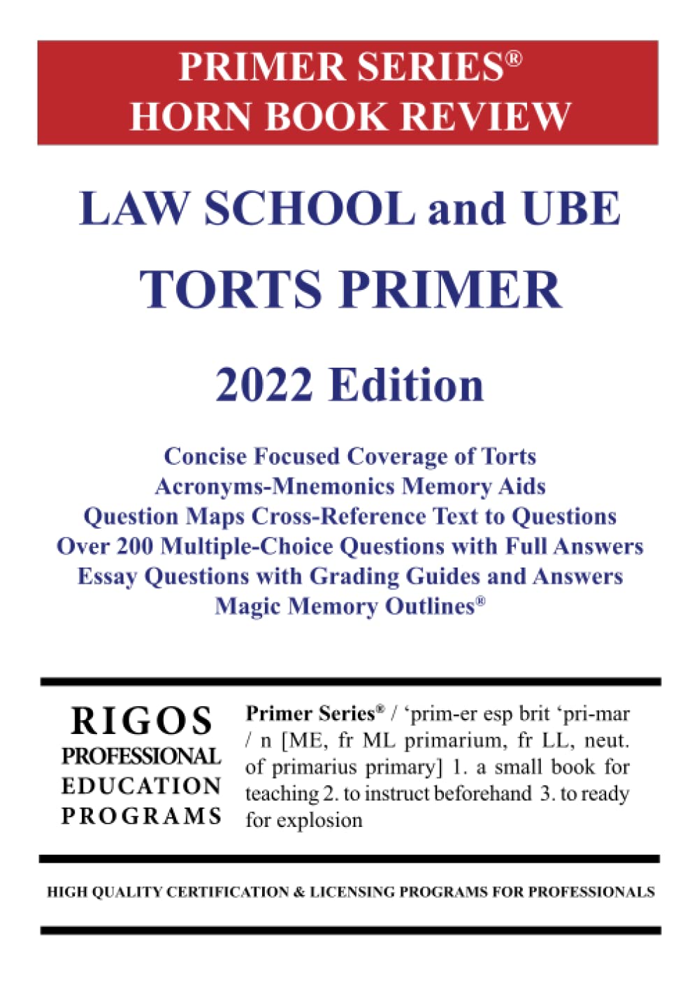 Primer Series Horn Book Review Law School and UBE Torts 2022 Edition baixar o livro de graça